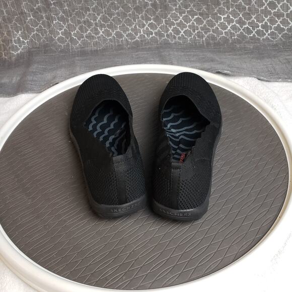 Skechers Reggae Loafers Womens 9.5 Black Slipon Scalloped Knit Casual Streetwear - Picture 6 of 10